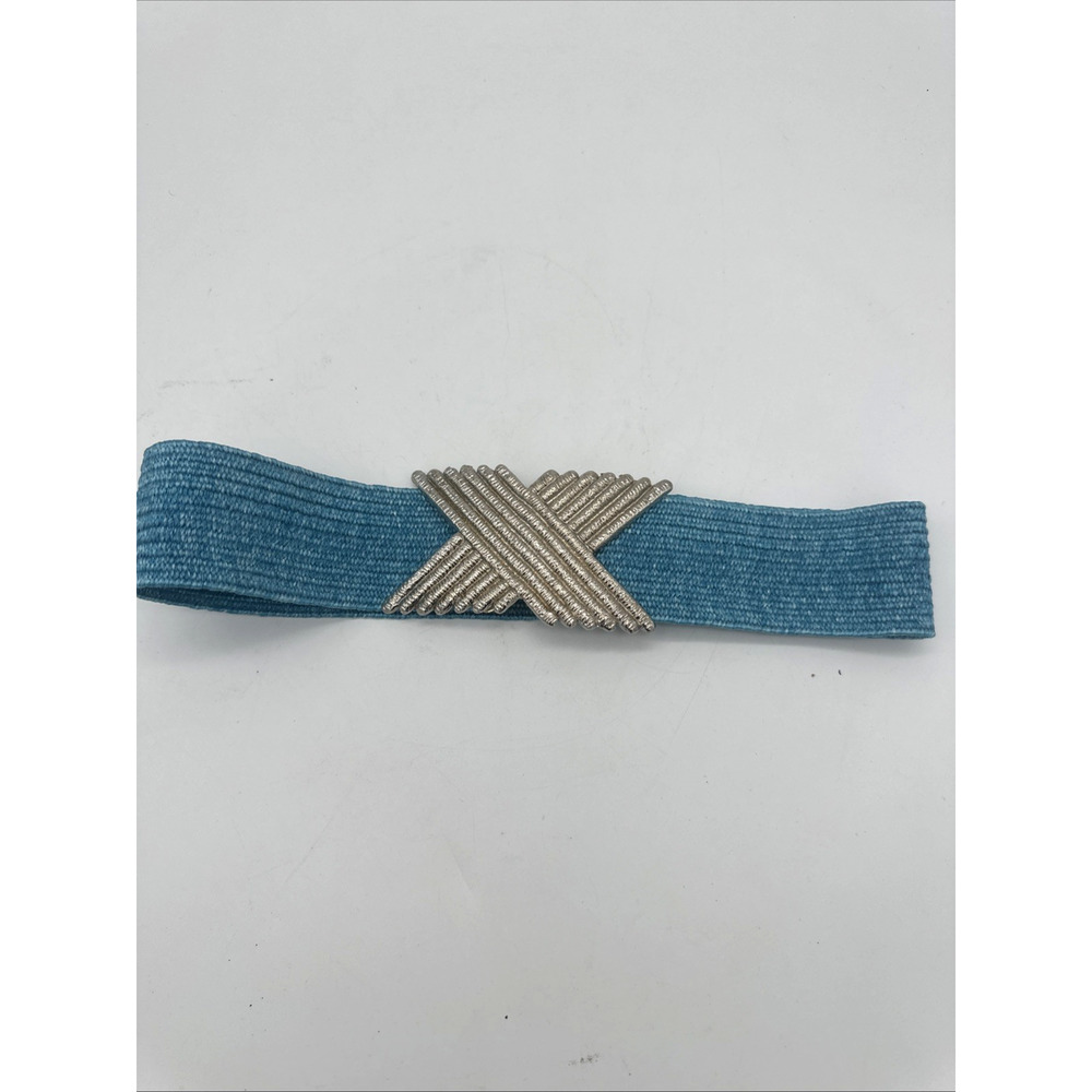 Vintage 1983 Silver Tone Buckle With Teal Belt